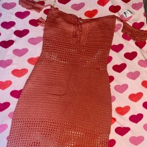 burnt orange color crotchet dress